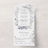 Elegant Botanische Waterverf Wildflower Wedding All In One Uitnodiging (Binnen)