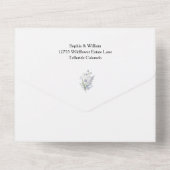 Elegant Botanische Waterverf Wildflower Wedding All In One Uitnodiging (Achterkant)