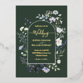 Elegant Botanische Waterverf Wildflower Wedding Folie Uitnodiging (Voorkant)