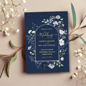 Elegant Botanische Waterverf Wildflower Wedding Folie Uitnodiging
