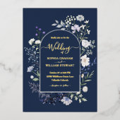 Elegant Botanische Waterverf Wildflower Wedding Folie Uitnodiging (Voorkant)
