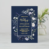 Elegant Botanische Waterverf Wildflower Wedding Folie Uitnodiging (Staand Voorkant)