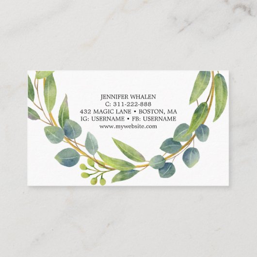 Elegant botanische wijn Aangepast Visitekaartje (Achterkant)