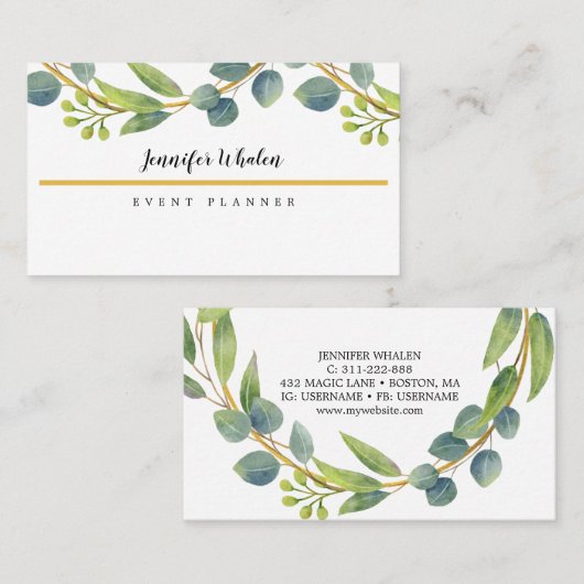 Elegant botanische wijn Aangepast Visitekaartje (Voorkant / Achterkant)