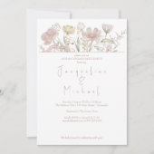 Elegant Botanische Wildbloemen Verloving Kaart (Voorkant)