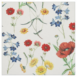 Elegant  botanische wilde bloemen papaver stof
