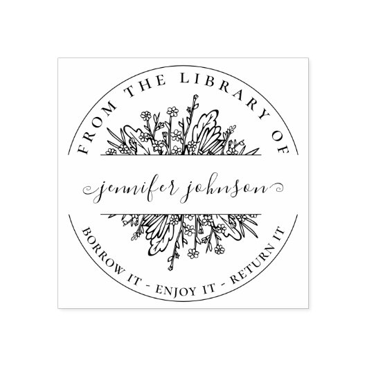 Elegant botanische wilde bloemen uit de bibliothee rubberstempel (Afrduk)