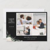 Elegant botanische zwarte flat, sla de datum foto  save the date (Voorkant)