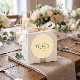 Elegant Boter Geel huwelijks koppel initiaal Ronde Sticker