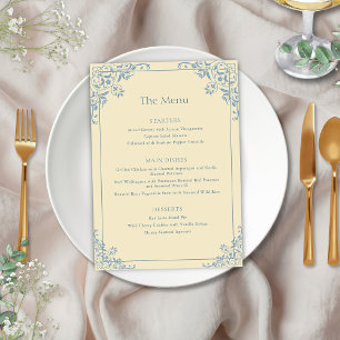 Elegant Boter Geel Lijst Trouwmenu Menu