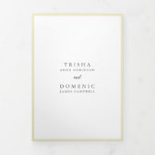 Elegant Boter Geel Monogram Moderne Trouwfeest Drieluik Uitnodiging (Cover)