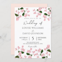 Elegant Bougainvillea Flower Wedding Invitation Kaart