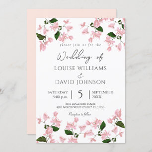 Elegant Bougainvillea Flower Wedding Invitation Kaart