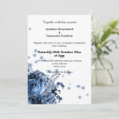 ELEGANT BOUQUET FLORAL BLUE EMBOSSED WEDING KAART (Staand voorkant)