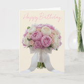 Elegant Bouquet of Peonies Custom Text Birthday  Kaart (Voorkant)