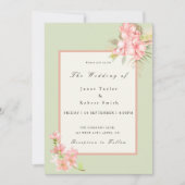 Elegant Bouquet Sage Green & Pink Border Wedding Kaart (Voorkant)