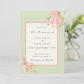 Elegant Bouquet Sage Green & Pink Border Wedding Kaart (Staand voorkant)