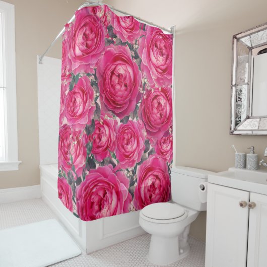 Elegant Bouquet van Rozen Douchegordijn (In situ)