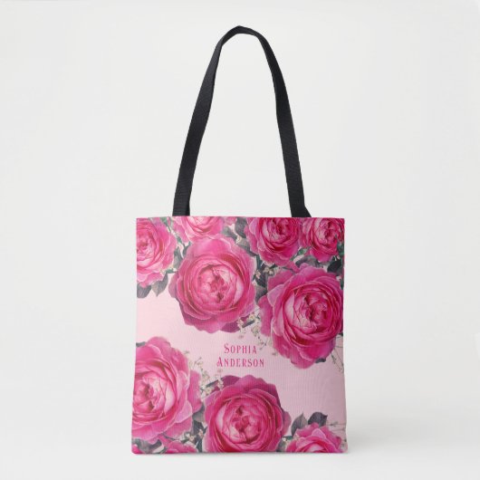 Elegant Bouquet van Rozen Gepersonaliseerd Tote Bag (Voorkant)