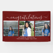 Elegant Bourgogne 3 foto collage Afstuderen Spandoek (Horizontaal)