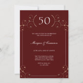 Elegant Bourgogne 50e bruiloft Jubileum Kaart (Voorkant)