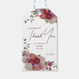 Elegant Bourgogne Bloemen Vrijgezellenfeest dank u Cadeaulabel