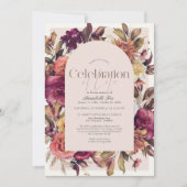 Elegant Bourgogne Bloemenboog Uitvaartmonument Kaart (Voorkant)