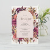 Elegant Bourgogne Bloemenboog Uitvaartmonument Kaart (Staand voorkant)