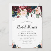 Elegant Bourgogne, blozend Navy Bloemig Vrijgezell Kaart (Voorkant)