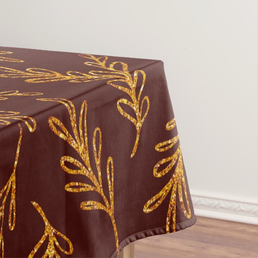 Elegant Bourgogne en Gold Floral Sprig Table Cloth Tafelkleed (Voorbeeld)