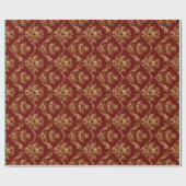 Elegant Bourgogne en gouden  Floral Pattern Cadeaupapier (Vlak)