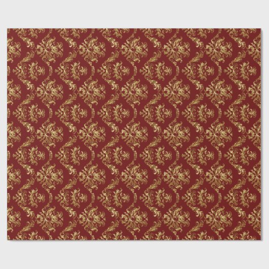 Elegant Bourgogne en gouden  Floral Pattern Cadeaupapier (Vlak)