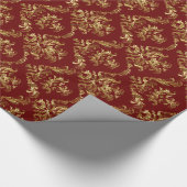 Elegant Bourgogne en gouden  Floral Pattern Cadeaupapier (Hoek)