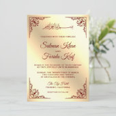 Elegant Bourgogne en gouden islamitische bruiloft Kaart (Staand voorkant)