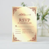 Elegant Bourgogne en gouden islamitische bruiloft RSVP Kaartje (Staand voorkant)