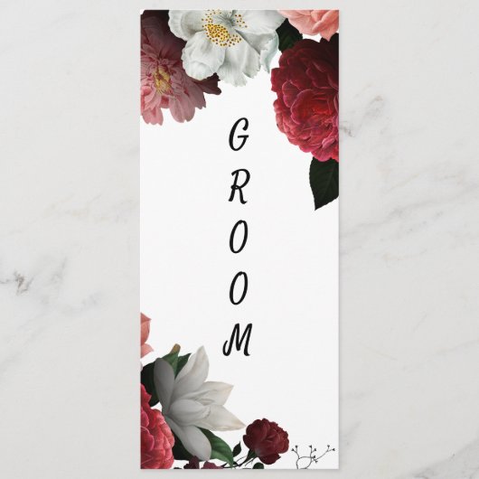 Elegant Bourgogne en roze bloemen gereserveerde st Menu (Voorkant)