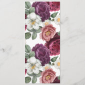 Elegant Bourgogne en roze bloemen gereserveerde st Menu (Achterkant)