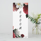 Elegant Bourgogne en roze bloemen gereserveerde st Menu (Staand voorkant)