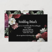 Elegant Bourgogne en roze bloemen Informatiekaartje (Voorkant / Achterkant)