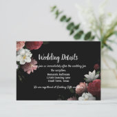 Elegant Bourgogne en roze bloemen Informatiekaartje (Staand voorkant)