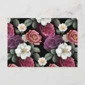 Elegant Bourgogne en roze bloemen Informatiekaartje (Achterkant)