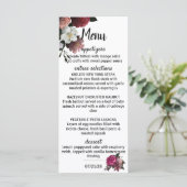 Elegant Bourgogne en roze bloemen Menu (Staand voorkant)