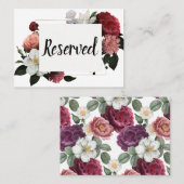 Elegant Bourgogne en roze bloemen Plaatskaartje (Voorkant / Achterkant)
