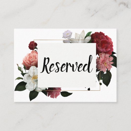 Elegant Bourgogne en roze bloemen Plaatskaartje (Voorkant)