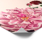 Elegant Bourgogne en roze bloemen Poster (Hoek)