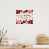 Elegant Bourgogne en roze bloemen Poster (Keuken)