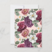 Elegant Bourgogne en roze bloemen Save The Date (Achterkant)