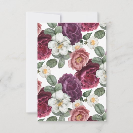 Elegant Bourgogne en roze bloemen Save The Date (Achterkant)