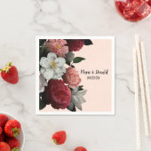 Elegant Bourgogne en roze bloemen Servet (Insitu)