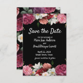Elegant Bourgogne en roze bloemen sparen de Datum (Voorkant / Achterkant)